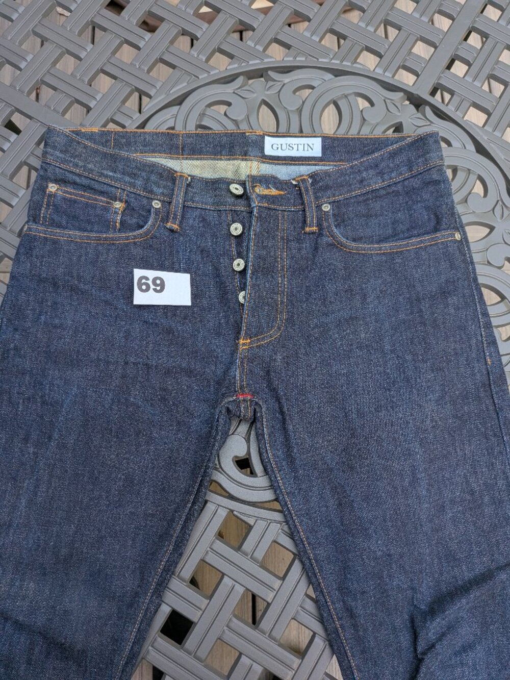 Gustin Selvedge Denim Jeans Men's Size 33 Skinny, Inseam 29".